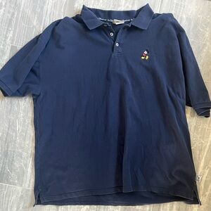 Disney Men's Dark Blue Polo Shirt with Embroidered Character